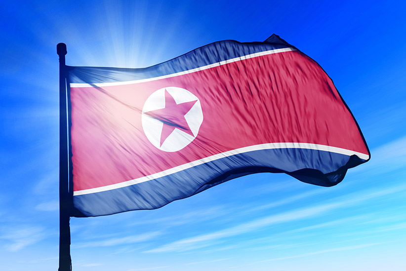 North Korea flag waving on the wind Nordkorea Nord Korea